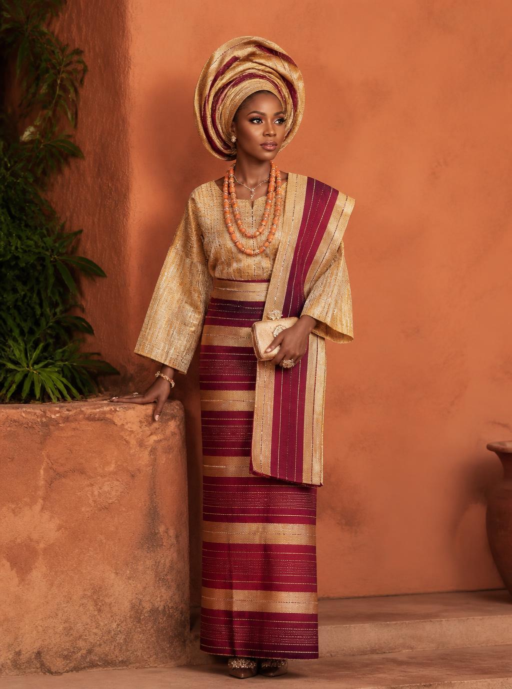 Hand-woven bridal sets with gele